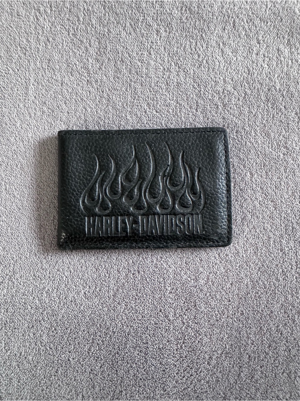 Harley-Davidson Black Embossed Flame Leather Wallet